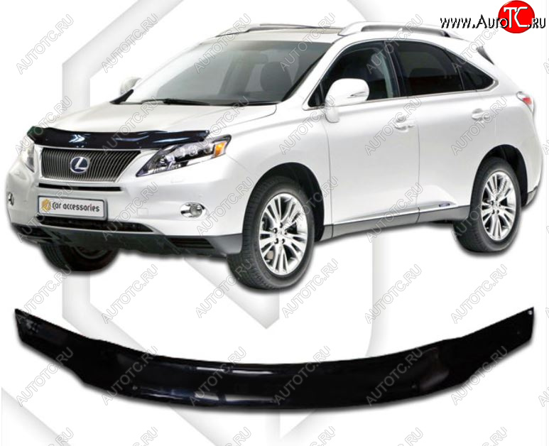 2 099 р. Дефлектор капота на CA-Plastiс Lexus RX350 AL10 дорестайлинг (2008-2012) (серия Classic черный, Без надписи)  с доставкой в г. Вологда