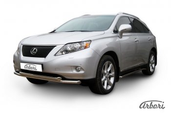 22 049 р. Защита переднего бампера Arbori (нержавейка, 2 трубы d57 и 57 mm) Lexus RX350 AL10 дорестайлинг (2008-2012)  с доставкой в г. Вологда. Увеличить фотографию 2