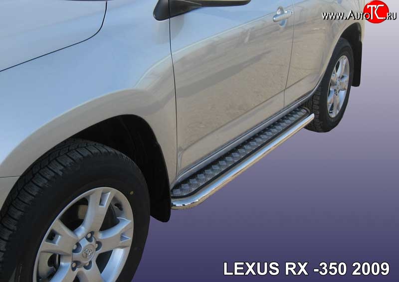 22 699 р. Широкая защита порогов Slitkoff Lexus RX350 AL10 дорестайлинг (2008-2012) (Нержавейка, Полированная)  с доставкой в г. Вологда
