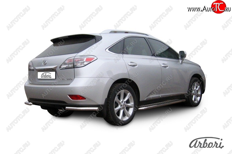 12 509 р. Защита заднего бампера Arbori (уголки, нержавейка, 1 труба d57 mm). Lexus RX350 AL10 дорестайлинг (2008-2012)  с доставкой в г. Вологда