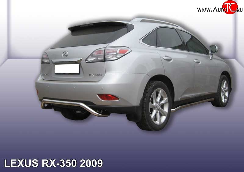 14 549 р. Фигурная защита заднего бампера диаметром 57 мм Slitkoff Lexus RX350 AL10 дорестайлинг (2008-2012) (Нержавейка, Полированная)  с доставкой в г. Вологда