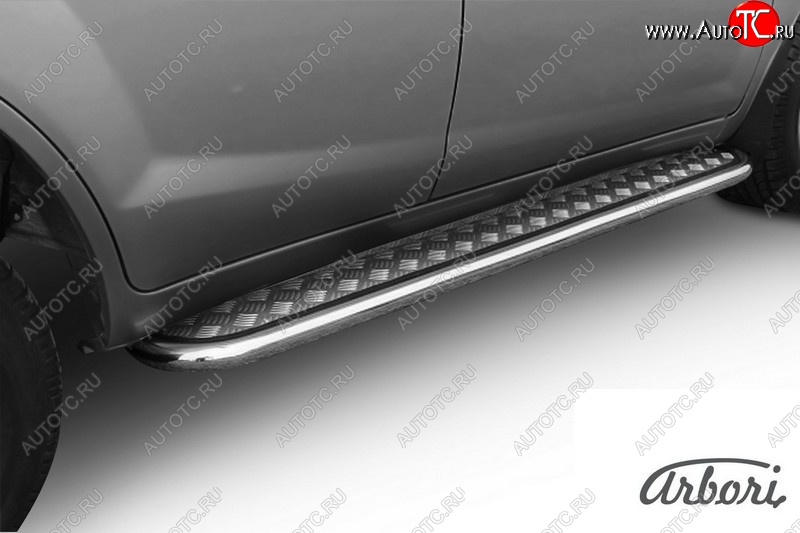 11 249 р. Защита штатных порогов с листом Arbori (труба - нержавейка d42, лист - алюминий) Lifan X60 1-ый рестайлинг (2015-2016)  с доставкой в г. Вологда