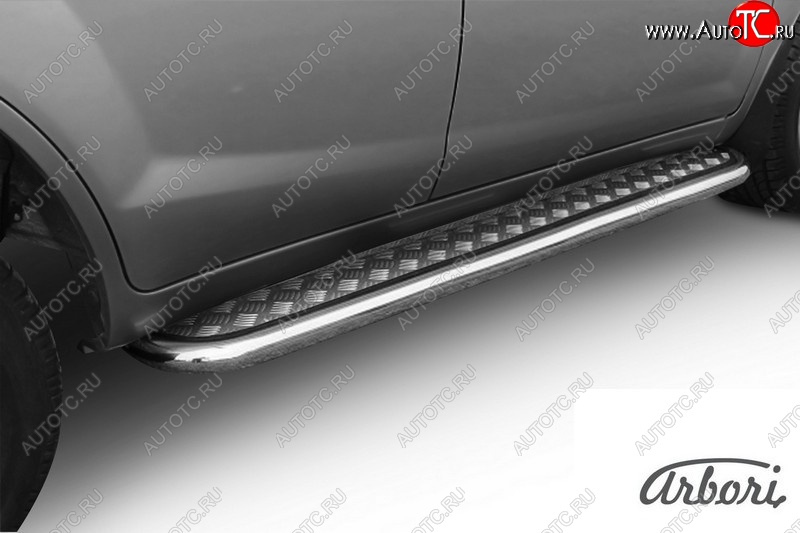 15 929 р. Защита порогов для ног Arbori (нержавейка, алюминий, d60) Lifan X60 1-ый рестайлинг (2015-2016)  с доставкой в г. Вологда