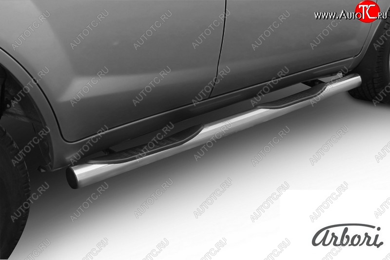 12 869 р. Защита штатных порогов Arbori (с проступью, нержавейка, d76 mm). Lifan X60 1-ый рестайлинг (2015-2016)  с доставкой в г. Вологда
