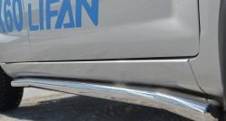 12 299 р. Защита порогов из круглой трубы диаметром 63 мм Russtal Lifan X60 1-ый рестайлинг (2015-2016) (Защита порогов с со скосами на торцах (вариант 1))  с доставкой в г. Вологда. Увеличить фотографию 12