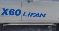 12 299 р. Защита порогов из круглой трубы диаметром 63 мм Russtal Lifan X60 1-ый рестайлинг (2015-2016) (Защита порогов с со скосами на торцах (вариант 1))  с доставкой в г. Вологда. Увеличить фотографию 6