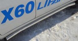 12 299 р. Защита порогов из круглой трубы диаметром 63 мм Russtal Lifan X60 1-ый рестайлинг (2015-2016) (Защита порогов с со скосами на торцах (вариант 1))  с доставкой в г. Вологда. Увеличить фотографию 7