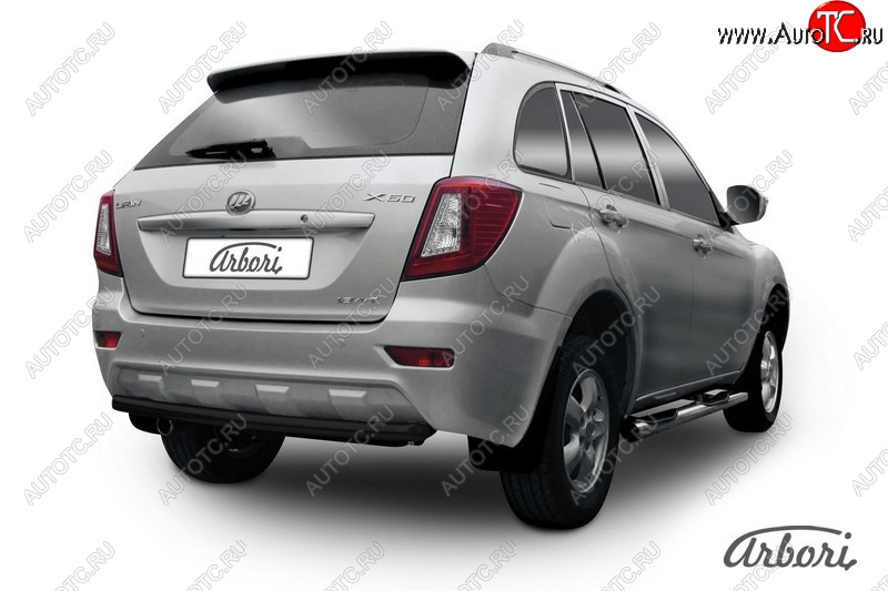 2 969 р. Защита заднего бампера Arbori (черная, 1 труба d60 mm). Lifan X60 1-ый рестайлинг (2015-2016)  с доставкой в г. Вологда