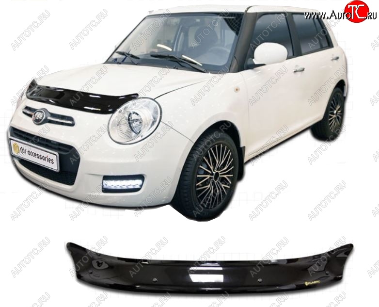 1 839 р. Дефлектор капота CA-Plastiс  Lifan Smily  330 хэтчбэк (2014-2017) рестайлинг (Classic черный, Без надписи)  с доставкой в г. Вологда