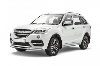Защита порогов вогнутая из трубы Ø63 Petroil Tuning Lifan X60 2-ой рестайлинг (2016-2025) (Нержавеющая полированная сталь)