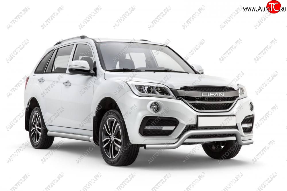 15 599 р. Защита переднего бампера Petroil Tuning (d63, волна) Lifan X60 2-ой рестайлинг (2016-2025) (Нержавеющая полированная сталь)  с доставкой в г. Вологда