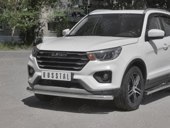 17 699 р. Защита переднего бампера (Ø 63 мм, ) SLITKOFF Lifan X70 (2018-2025)  с доставкой в г. Вологда. Увеличить фотографию 2