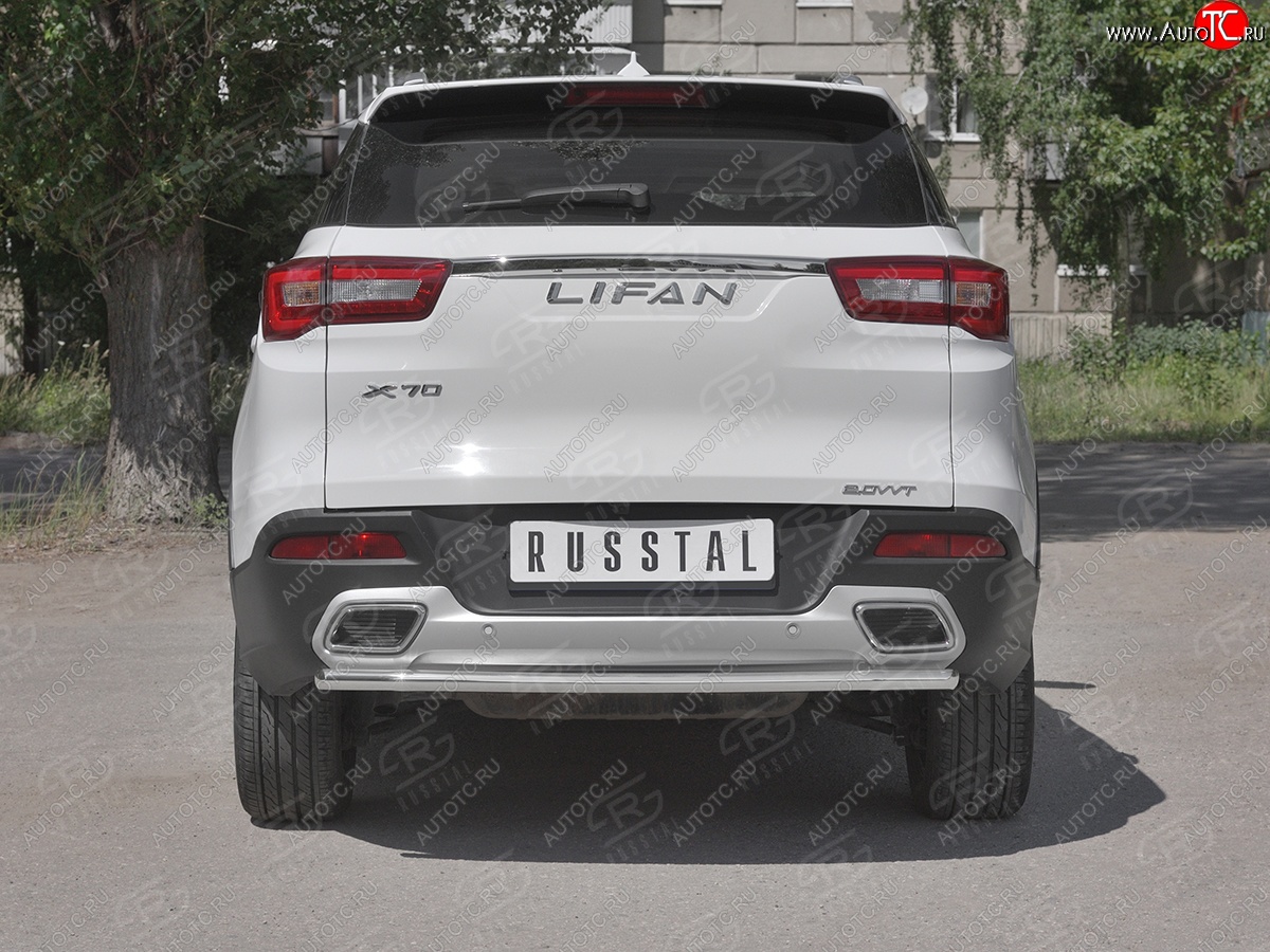 15 449 р. Защита заднего бампера (Ø63/42 мм, нержавейка) SLITKOFF Lifan X70 (2018-2025)  с доставкой в г. Вологда