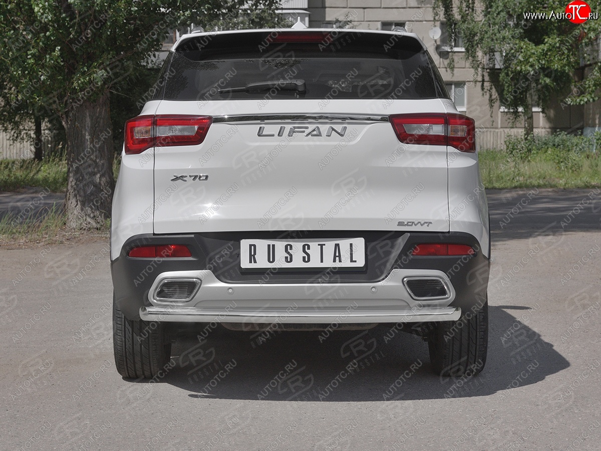 15 999 р. Защита заднего бампера (Ø63 мм, нержавейка) RUSSTAL Lifan X70 (2018-2025)  с доставкой в г. Вологда