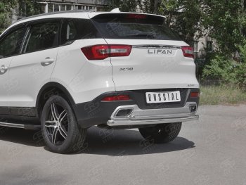18 999 р. Защита заднего бампера (Ø63/42 мм, нержавейка) SLITKOFF Lifan X70 (2018-2025)  с доставкой в г. Вологда. Увеличить фотографию 2