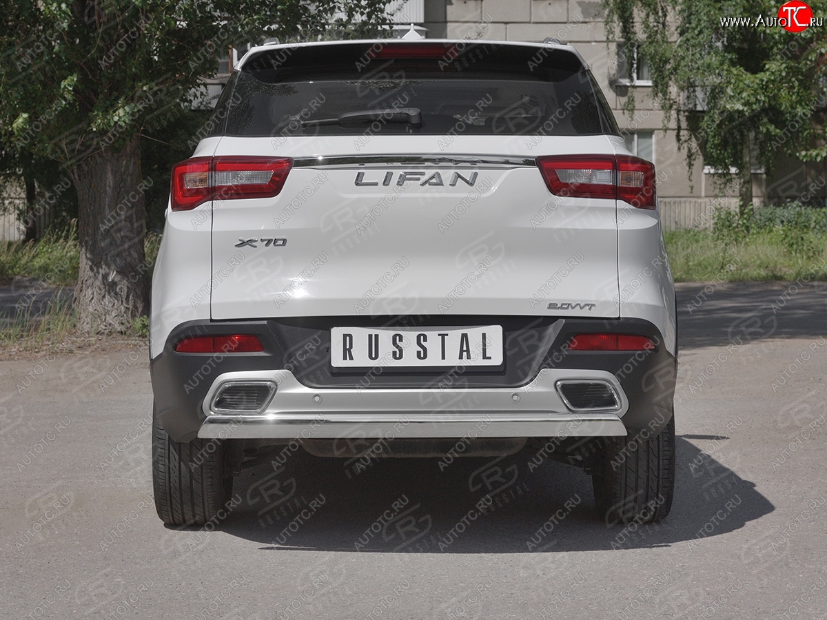 12 999 р. Защита заднего бампера (Ø75x42 мм, нержавейка) Russtal Lifan X70 (2018-2025)  с доставкой в г. Вологда