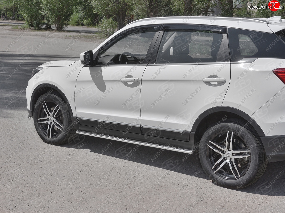 16 649 р. Защита порогов (Ø75x42 мм с проступью, нержавейка) Russtal Lifan X70 (2018-2025)  с доставкой в г. Вологда