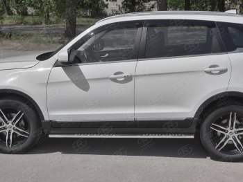16 649 р. Защита порогов (Ø75x42 мм с проступью, нержавейка) Russtal Lifan X70 (2018-2025)  с доставкой в г. Вологда. Увеличить фотографию 2