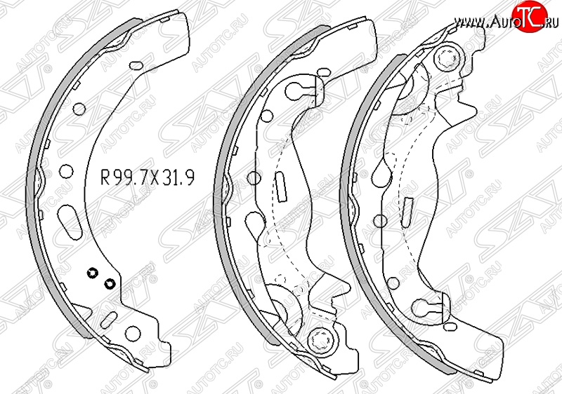 1 099 р. Колодки тормозные задние SAT  Mazda Demio  3 DE (2007-2014) дорестайлинг, рестайлинг  с доставкой в г. Вологда