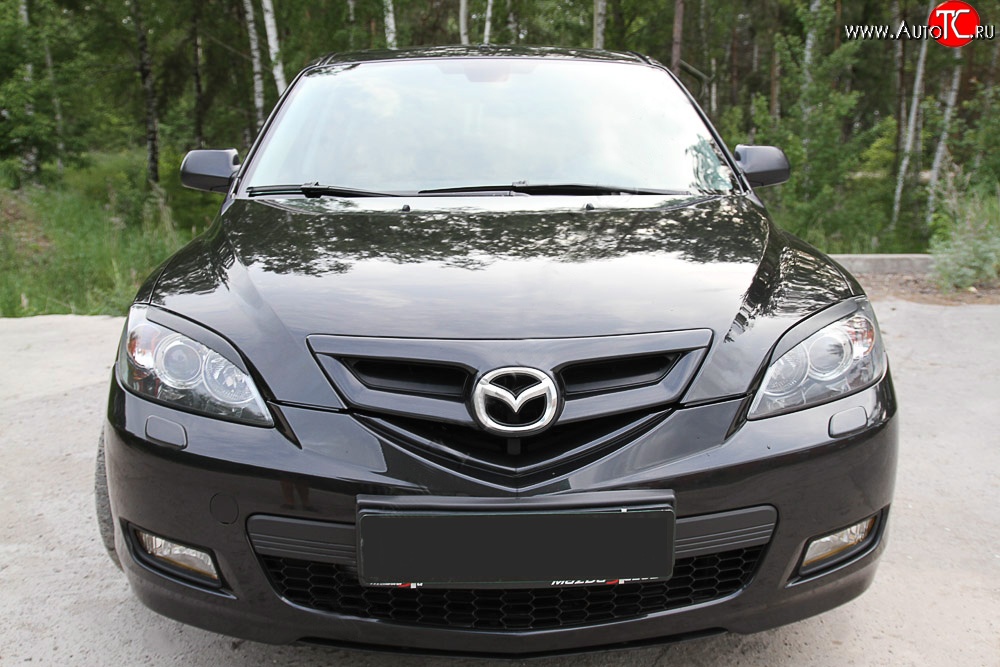 749 р. Реснички на фары RA V2 Mazda 3/Axela BK дорестайлинг, хэтчбэк (2003-2006) (Неокрашенные)  с доставкой в г. Вологда