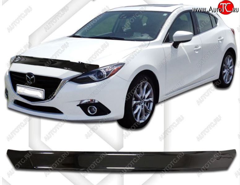 1 899 р. Дефлектор капота CA-Plastic Mazda 3/Axela BM дорестайлинг седан (2013-2016) (Classic черный, Без надписи)  с доставкой в г. Вологда