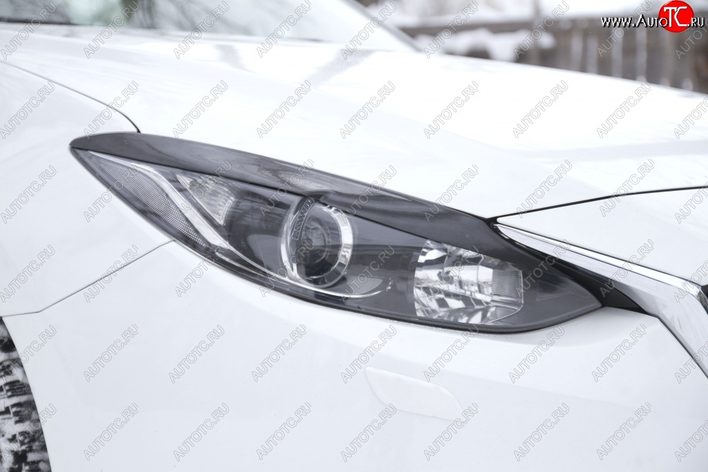 999 р. Реснички на фары RA Mazda 3/Axela BM дорестайлинг седан (2013-2016) (Неокрашенные)  с доставкой в г. Вологда