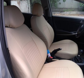 5 499 р. Чехлы для сидений Lord Autofashion Турин (экокожа) Mazda 3/Axela BM дорестайлинг, хэтчбэк (2013-2016) (Бежевый, вставка Бежевая)  с доставкой в г. Вологда. Увеличить фотографию 3