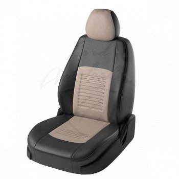 Чехлы для сидений Lord Autofashion Турин (экокожа) Mazda 3/Axela BM дорестайлинг, хэтчбэк (2013-2016) (Чёрный, вставка бежевая)