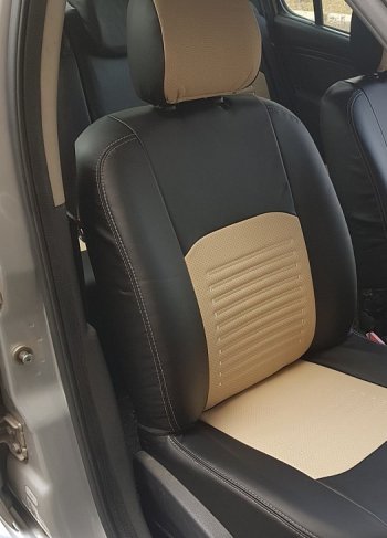 9 449 р. Чехлы для сидений Lord Autofashion Турин (экокожа) Mazda 3/Axela BM дорестайлинг, хэтчбэк (2013-2016) (Чёрный, вставка бежевая)  с доставкой в г. Вологда. Увеличить фотографию 4