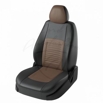 Чехлы для сидений Lord Autofashion Турин (экокожа) Mazda 3/Axela BM дорестайлинг, хэтчбэк (2013-2016) (Чёрный, вставка коричневая)