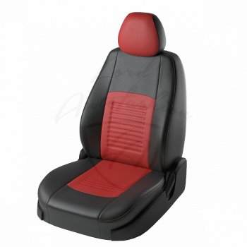 Чехлы для сидений Lord Autofashion Турин (экокожа) Mazda 3/Axela BM дорестайлинг, хэтчбэк (2013-2016) (Чёрный, вставка красная)