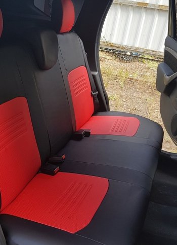 9 449 р. Чехлы для сидений Lord Autofashion Турин (экокожа) Mazda 3/Axela BM дорестайлинг, хэтчбэк (2013-2016) (Чёрный, вставка красная)  с доставкой в г. Вологда. Увеличить фотографию 4