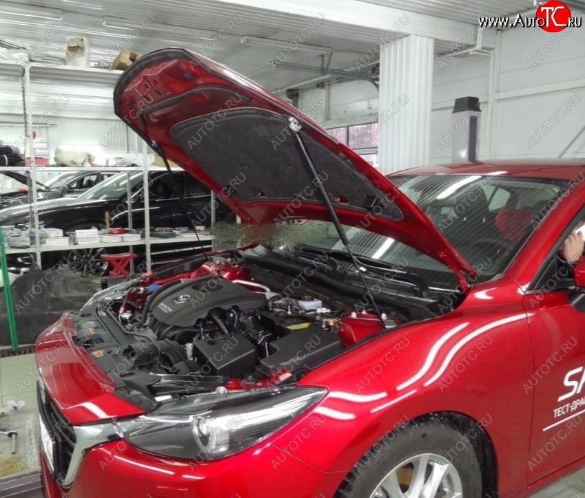 2 049 р. Упор капота Russtal Mazda 3/Axela BM рестайлинг, хэтчбэк (2016-2019)  с доставкой в г. Вологда