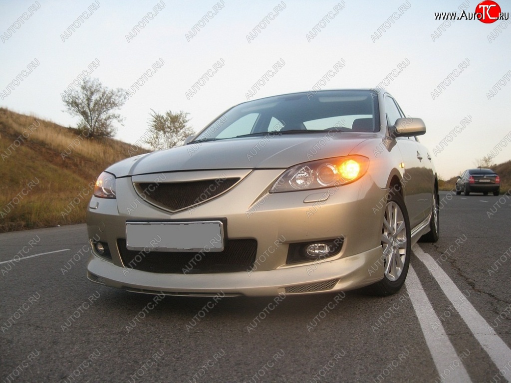 4 999 р. Накладка на передний бампер Style Mazda 3/Axela BK дорестайлинг седан (2003-2006) (Неокрашенная)  с доставкой в г. Вологда