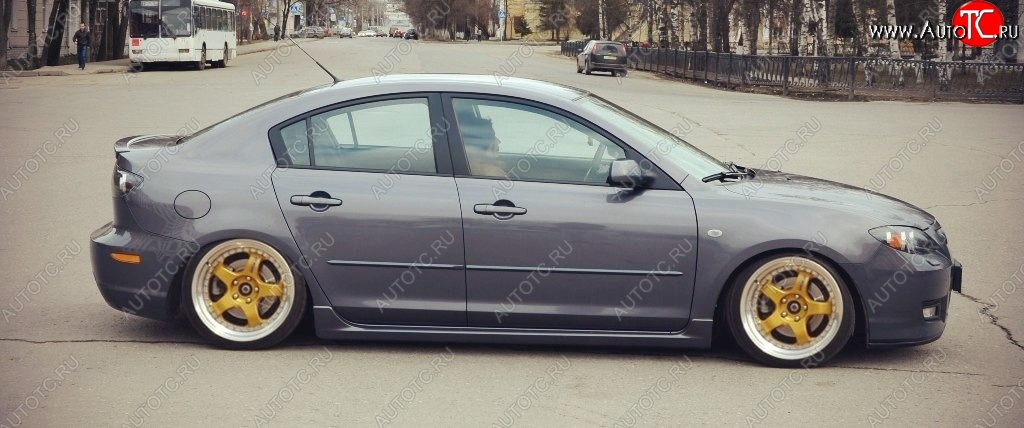 4 549 р. Пороги накладки Сток 2л Mazda 3/Axela BK дорестайлинг седан (2003-2006) (Неокрашенные)  с доставкой в г. Вологда