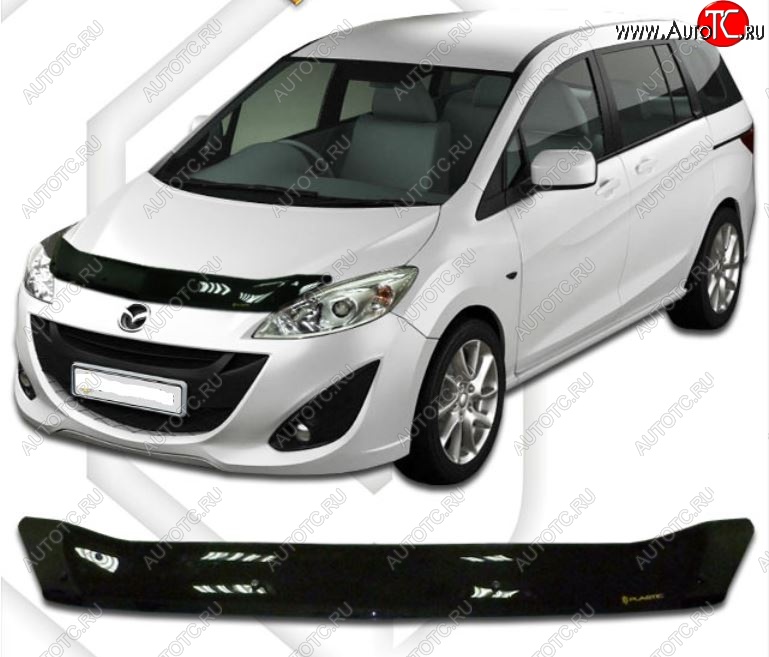 1 899 р. Дефлектор капота CA-Plastiс  Mazda 5 (2010-2015) (Classic черный, Без надписи)  с доставкой в г. Вологда