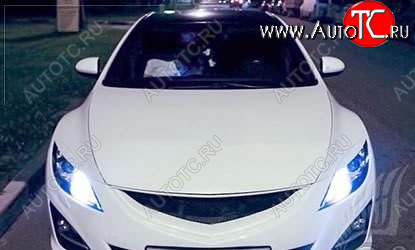 4 449 р. Решётка радиатора Sport Var №1  Mazda 6  GH (2007-2012) дорестайлинг лифтбэк, дорестайлинг седан, дорестайлинг универсал, рестайлинг лифтбэк, рестайлинг седан, рестайлинг универсал (С сеткой, Неокрашенная)  с доставкой в г. Вологда