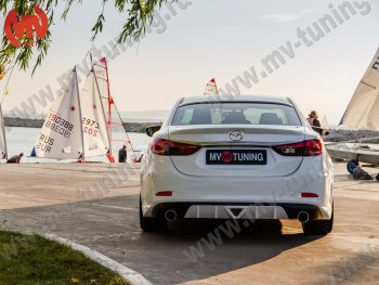 12 699 р. Диффузор заднего бампера Sport v2 Mazda 6 GJ дорестайлинг седан (2012-2015) (Неокрашенный)  с доставкой в г. Вологда. Увеличить фотографию 2