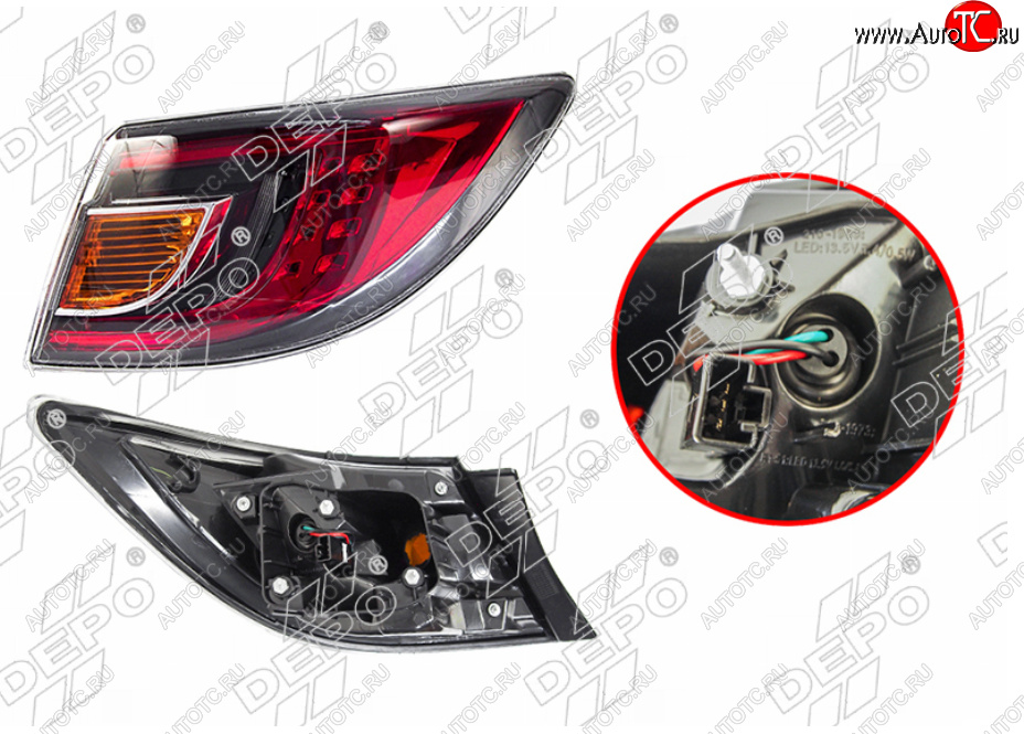 10 599 р. Правый фонарь задний (LED) DEPO Mazda 6 GH дорестайлинг седан (2007-2010)  с доставкой в г. Вологда
