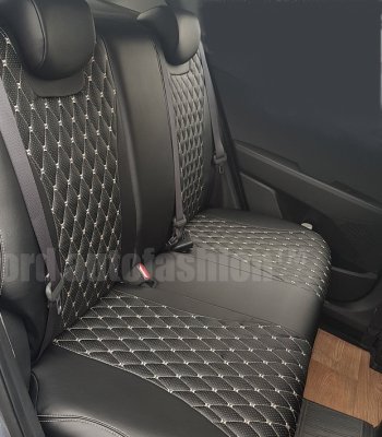 13 949 р. Чехлы для сидений (отдельные бока) Lord Autofashion Байрон (экокожа) Mazda 6 GH дорестайлинг седан (2007-2010) (Чёрный, вставка чёрная, строчка бежевая)  с доставкой в г. Вологда. Увеличить фотографию 4