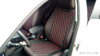 13 949 р. Чехлы для сидений (отдельные бока) Lord Autofashion Байрон (экокожа) Mazda 6 GH дорестайлинг седан (2007-2010) (Чёрный, вставка чёрная, строчка красная)  с доставкой в г. Вологда. Увеличить фотографию 3