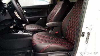 13 949 р. Чехлы для сидений (отдельные бока) Lord Autofashion Байрон (экокожа) Mazda 6 GH дорестайлинг седан (2007-2010) (Чёрный, вставка чёрная, строчка красная)  с доставкой в г. Вологда. Увеличить фотографию 4