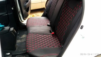 13 949 р. Чехлы для сидений (отдельные бока) Lord Autofashion Байрон (экокожа) Mazda 6 GH дорестайлинг седан (2007-2010) (Чёрный, вставка чёрная, строчка красная)  с доставкой в г. Вологда. Увеличить фотографию 6