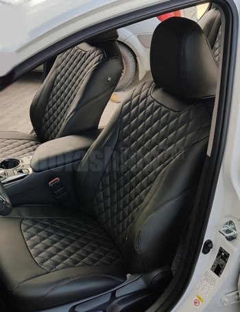 13 949 р. Чехлы для сидений (отдельные бока) Lord Autofashion Байрон (экокожа) Mazda 6 GH дорестайлинг седан (2007-2010) (Чёрный, вставка чёрная, строчка чёрная)  с доставкой в г. Вологда. Увеличить фотографию 3