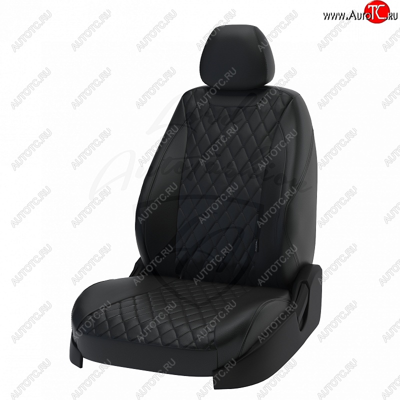 13 949 р. Чехлы для сидений (отдельные бока) Lord Autofashion Байрон (экокожа) Mazda 6 GH дорестайлинг седан (2007-2010) (Чёрный, вставка чёрная, строчка чёрная)  с доставкой в г. Вологда