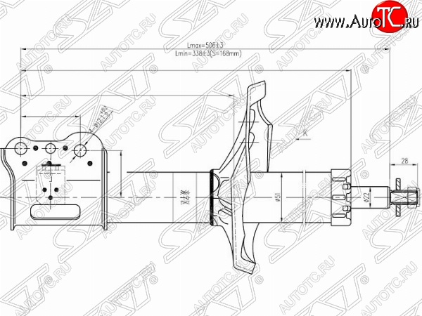 3 699 р. Правый амортизатор передний SAT Mazda 626 GF дорестайлинг седан (1997-1999)  с доставкой в г. Вологда