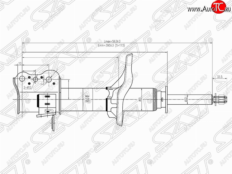 4 299 р. Левый амортизатор задний SAT Mazda 626 GF дорестайлинг седан (1997-1999)  с доставкой в г. Вологда