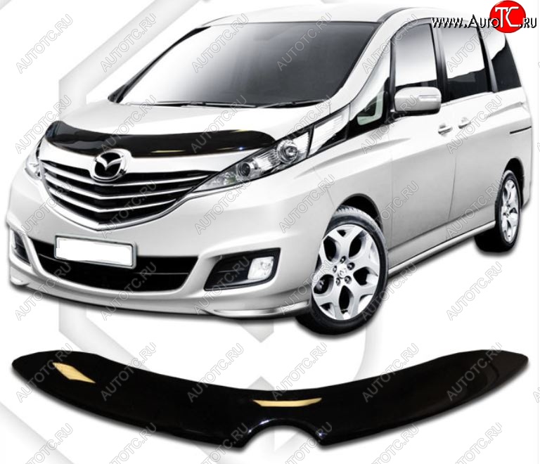 1 999 р. Дефлектор капота CA-Plastic Mazda Biante (2008-2018) (Classic черный, Без надписи)  с доставкой в г. Вологда
