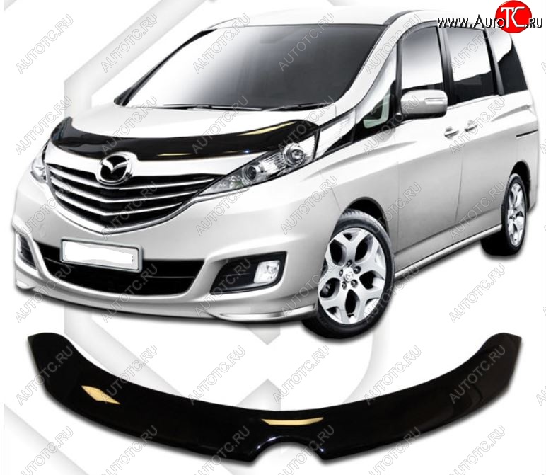 2 199 р. Дефлектор капота CA-Plastiс exclusive  Mazda Biante (2008-2018) (Classic черный, Без надписи)  с доставкой в г. Вологда