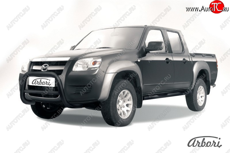 16 289 р. Защита переднего бампера Arbori (низкая, черная, 1 труба d57 mm). Mazda BT-50 (2006-2011)  с доставкой в г. Вологда